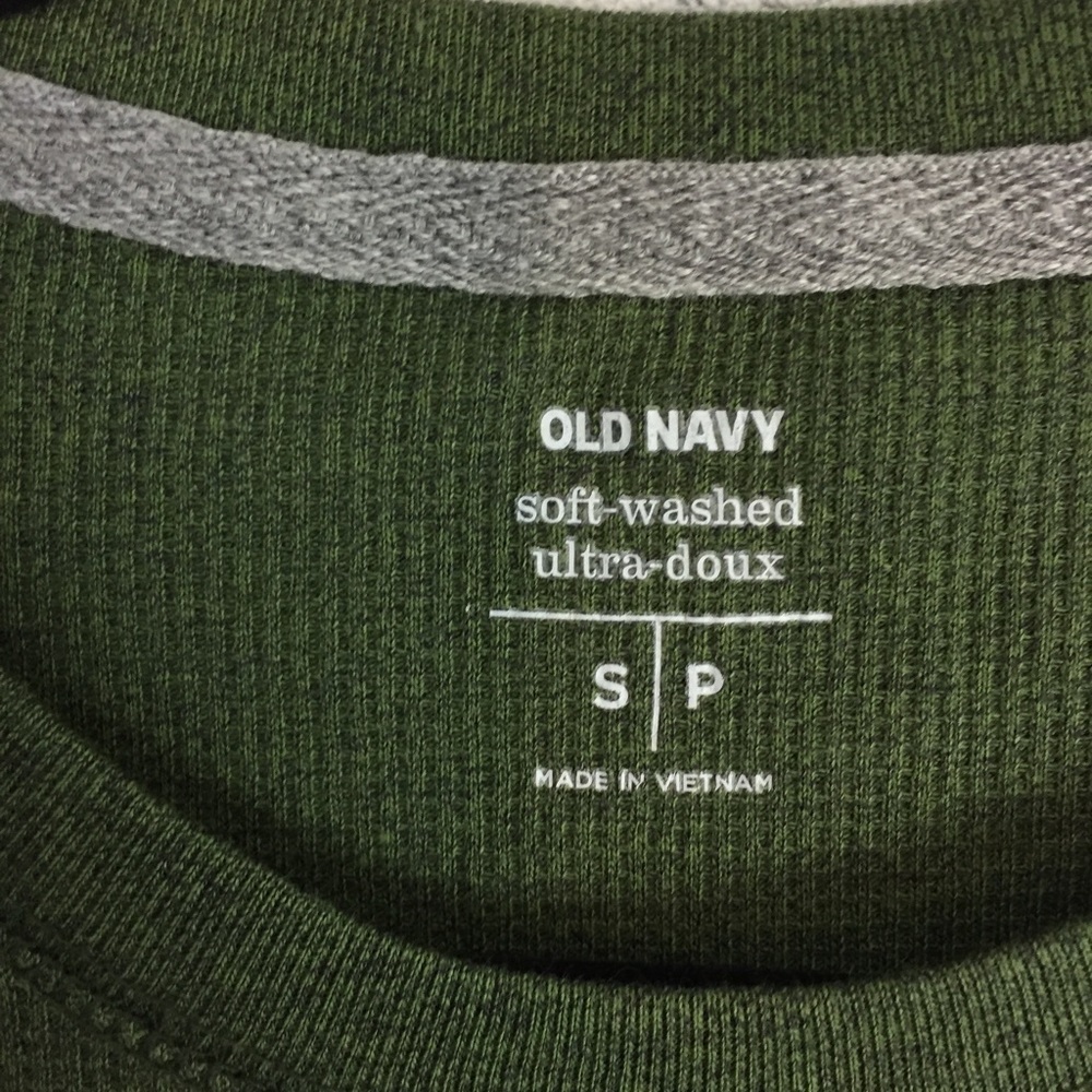 NEW Old Navy Thermal Shirt Mens Small Green Soft-washed Waffle Long Sleeve NWT - Picture 4 of 9